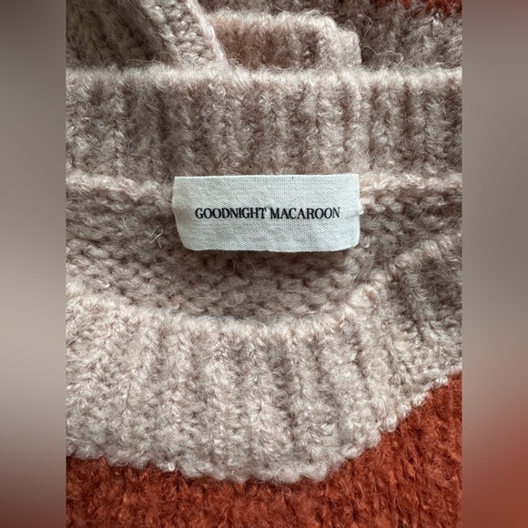 Goodnight Macaroon Oversized Striped Crewneck Sweater in Rust & Cream - Picture 2 of 5